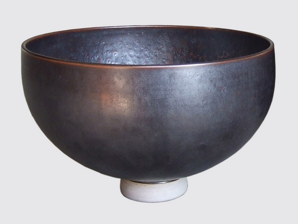 large black ceramic singing bowl