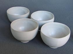 set of 4 white stoneware bowls