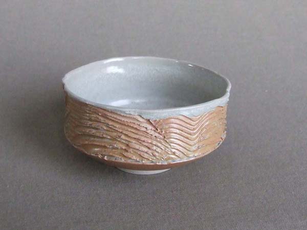 ridged and textured stoneware bowl